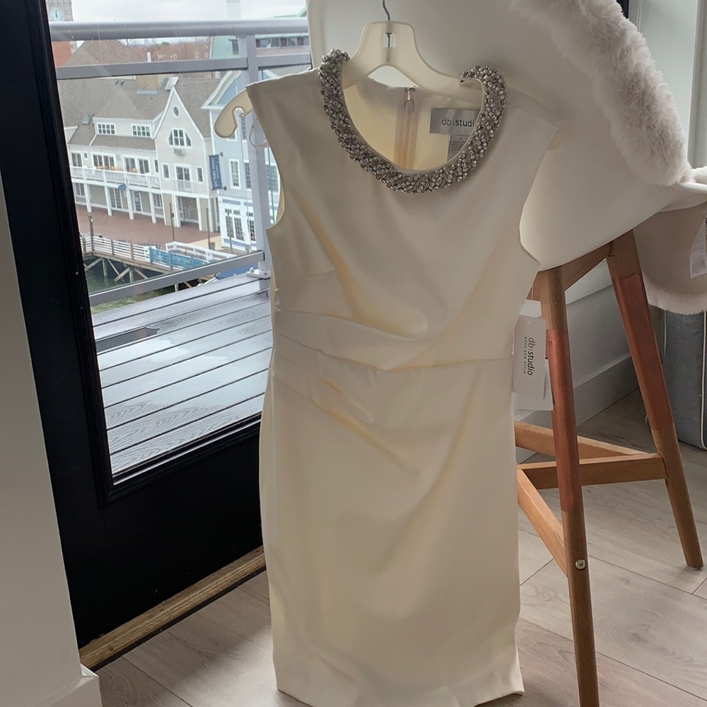 DB Studio by David’s Bridal wedding Short Ivory Dress